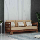 Lumin Solid Sheesham Wood 3 Seater Sofa (Natural Finish)